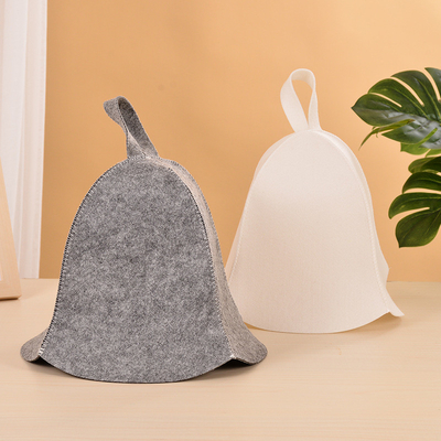 White Wool Felt Sauna Hat Cap for Russian Banya Sauna Hut With Hang Loop Supply