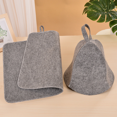 White Wool Felt Sauna Hat Cap for Russian Banya Sauna Hut With Hang Loop Supply