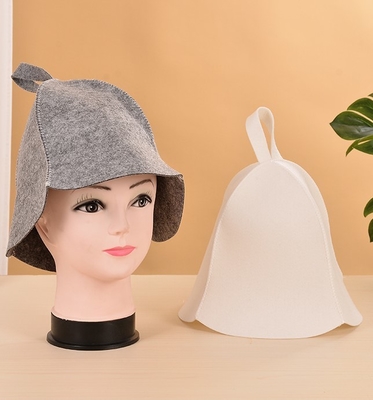White Wool Felt Sauna Hat Cap for Russian Banya Sauna Hut With Hang Loop Supply