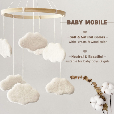 White Cloud Baby Mobile For Crib Felt Cloud Mobile Accept Custom