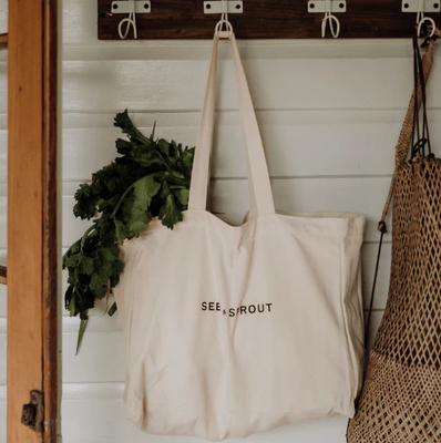Versatile Canvas Grocery Tote Bag with Pockets Organic Cotton Reusable Stylish